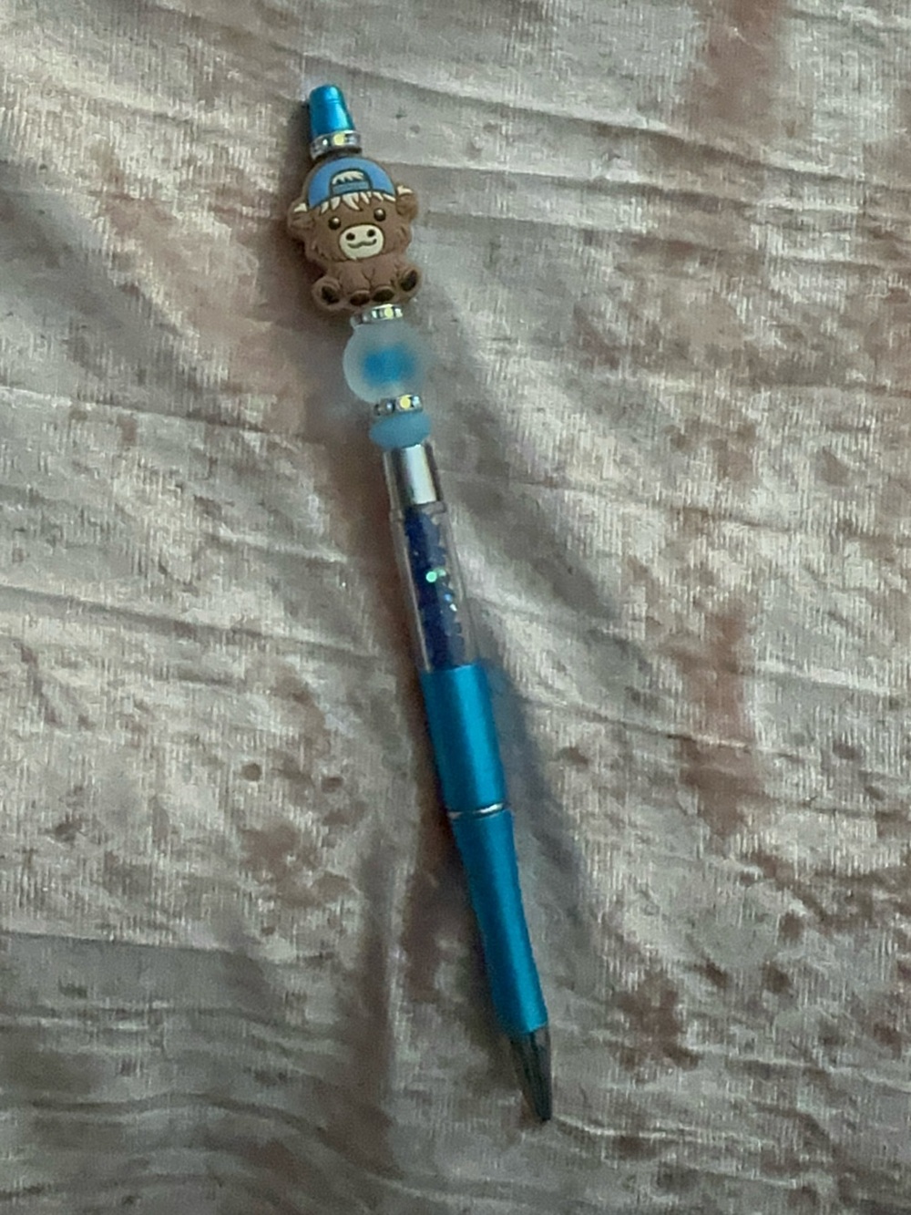 Handmade Mini Cow beaded ballpoint pen (black ink)
